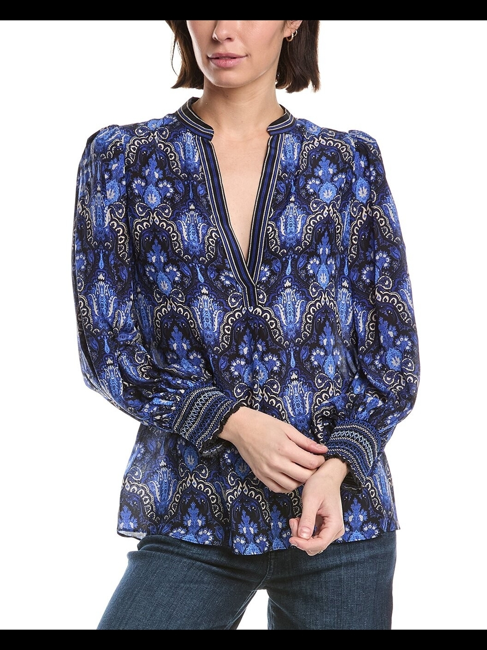 Alice + Olivia Women's Sheila Long Sleeve Silk Top - Picture 1 of 5